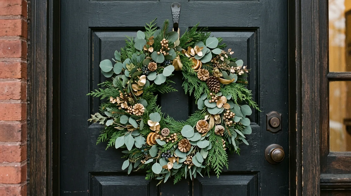 Let the door color support the wreath design clearly inspiration for a front door wreath display.